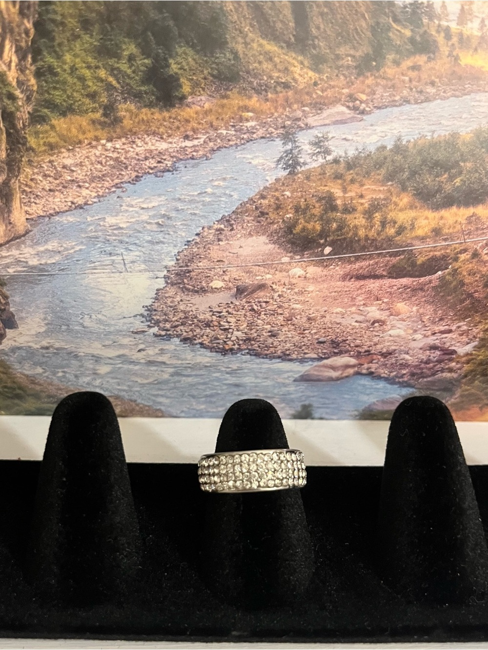 Crystal Pavé Wide Band Ring - Silver Tone
